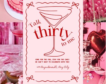 Editable 30th Birthday Invitation - Talk 30 to Me - Digital Download, Canva Template, Printable Invite for her
