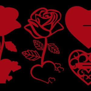 Rosa personalizzabile con base a forma di cuore , FILE DIGITALE SVG