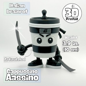 Cappuccino Assassino Ninja Figurine: Italian Brainrot Meme Toy