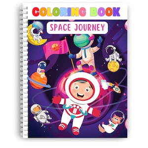 Libro da colorare per bambini con avventure spaziali - 44 pagine divertenti con astronauti, razzi e pianeti - Rilegatura a spirale 8,5 x 11 pollici, carta da 199 g/m²