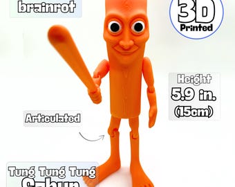 Tung Tung Tung Sahur Meme Figure – 3D Printed Articulated Collectible Toy – Funny Gift – Brainrot Meme Decor (15 cm / 6 in)