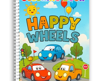 Happy Wheels Coloring Book: Fun Cars, Trucks & Road Adventures