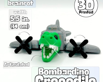 Funny Crocodile Airplane Meme Toy: 3D Printed Viral Collectible