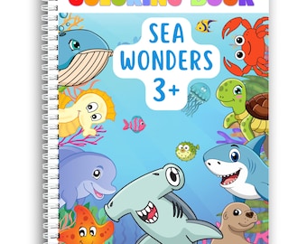 Libro para colorear de animales del océano para niños: 44 páginas de vida marina, encuadernado en espiral
