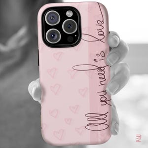 Cool Phone Case, Cute Phone Case with hearts, All You Need Is Love Gift, Trendy Phone Accessories, Valentine&#39;s Day Present