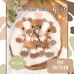 Crochet Mini Goat Pattern | Gini the Mini Goat | Plush Amigurumi Farm Animal PDF | Palm size