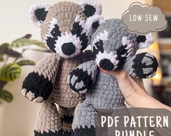 Crochet Raccoon Pattern Bundle | Leon & Grace | Amigurumi Woodland Animal PDF Pattern Set