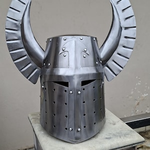 Horned Winged Teutonic Knight Helmet | Medieval Armor Cosplay Roleplay Gift