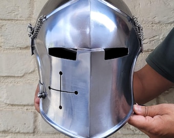 Medieval Barbuta Helmet – Handcrafted Knight Helmet for LARP, Cosplay & Home Décor