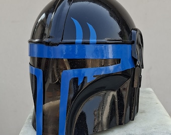 Blue Mandalorian Helmet Replica Star Wars Armor Prop for Cosplay & Roleplay
