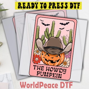 Howdy Pumpkin Dtf Transfer ,Retro Western  Cowgirl Halloween Dtf, Ready To Press, Heat Press Transfer, Direct To Film, High Quality Print,