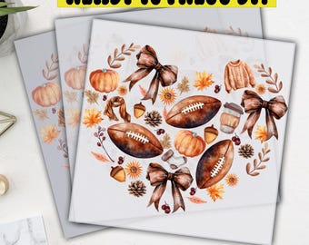 Fall Football Heart Dtf Transfer, Cozy Autumn Pumpkin Bow Print, Ready To Press, Heat Press Transfer, Direct To Film, High Quality Print,