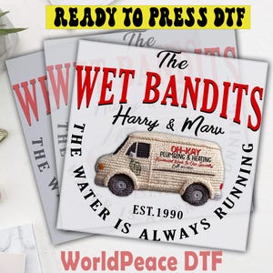 Home Alone The Wet Bandits Marv & Harry DTF Transfer, Faux Yarn Holiday Ready To Press, Faux Yarn Holiday Dtf, Crochet Santa