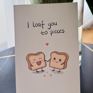 I Love You Card, Cute Food Pun Card, Hand-Drawn Greeting Card for Birthday, Valentine’s Day, Anniversary, Friendship, with Envelope