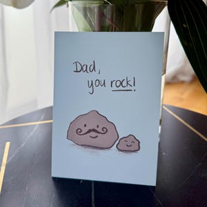 Lustige Vatertagskarte, Dad You Rock, süße Wortspielkarte für Papa, witzige Geburtstagskarte für Papa, Karte für Ihn, handgezeichnete Karte, mit Umschlag