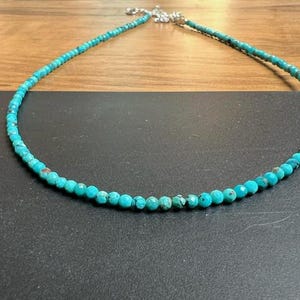 Natural turquoise dainty bead necklace, beaded blue turquoise necklace, birthstone necklace, gift for her/him, handmade necklace.