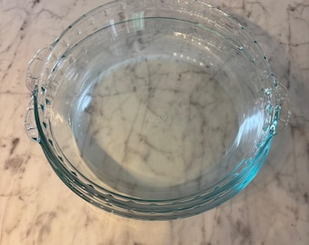 Pyrex-taartplaten van helder glas, set van 2 ovenschalen met gecanneleerde rand, 9,5 in