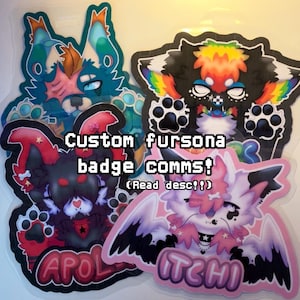 Custom Fursona badge commissions ( Read desc!! )