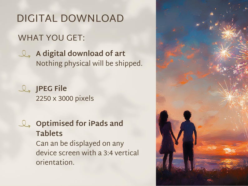 TABLET WALLPAPER, Couple Enjoying 4th July Fireworks at Sunset Art, Ios ...