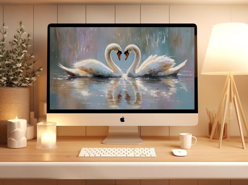 Valentine's Day DESKTOP WALLPAPER, Heart-shaped Swans Laptop Wallpaper ...