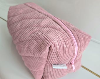Pink quilted hair tool boxy pouch for hair supplies like  Dyson case