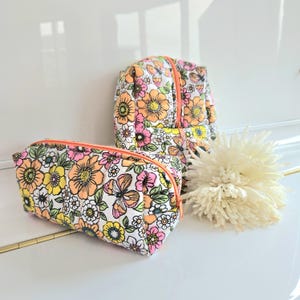 Handmade Quilted FloralPouch | Zipper Bag for Stationery, Makeup or  pencil case for back to school