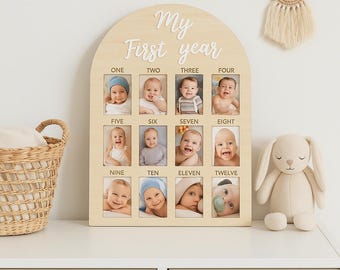 “My First Year” Wooden Photo Frame – 12 Month Baby Keepsake