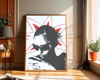 Retro Punk Portrait Print – Halftone Grunge Art
