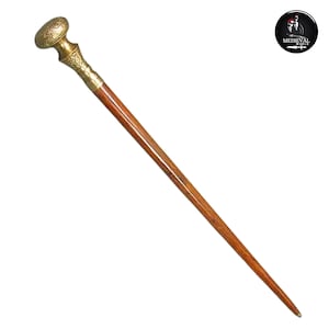 Vintage Solid Brass Walking Cane – Wooden Antique Walking Stick with Foldable Brass Handle | Victorian Gentleman’s Gift for Him