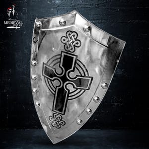 Medieval Templar Crusader Knight Heater Shield – Steel Armor Shield for LARP, SCA, Cosplay & Home Décor