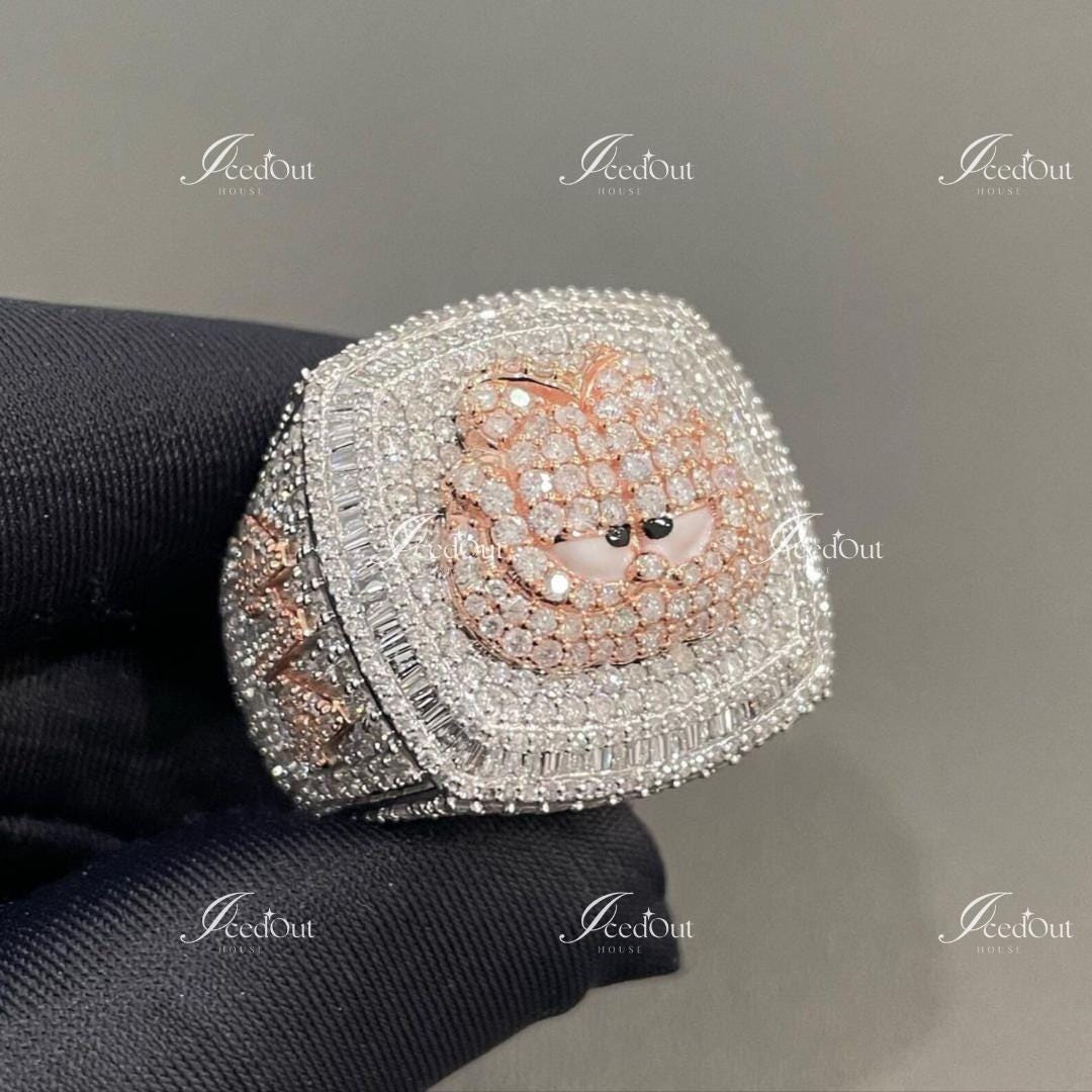 Custom Rapper Rings Men's Iced Out Custom Letter Ring, Real VVS Moissanite Champion Ring ...