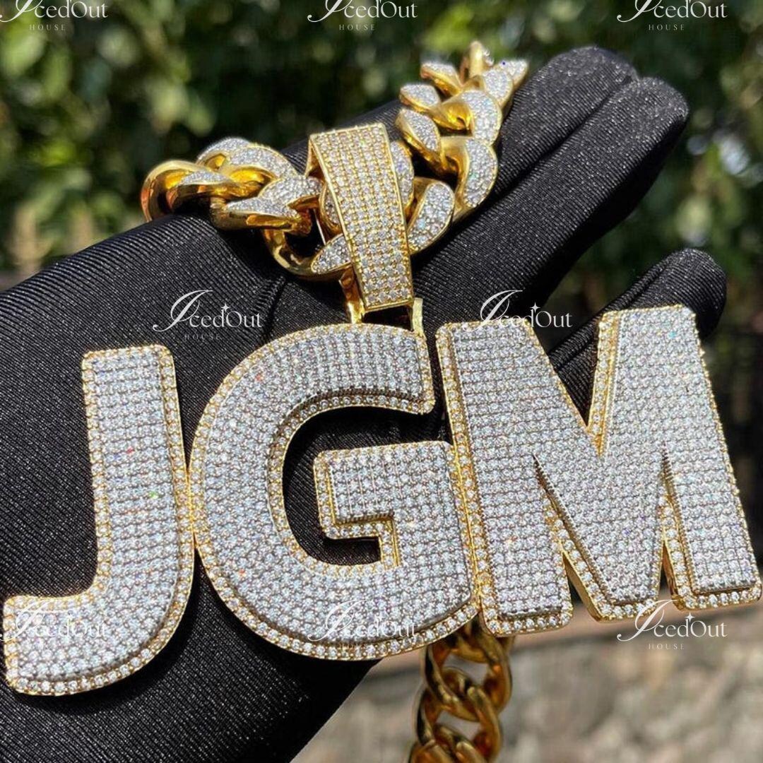 Rapper Chain Letters Custom Iced Out Name Letters Numbers Big Pendant, Personalized Fully ...