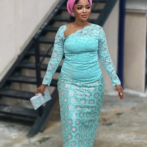 Wedding Guest, Lace style,Owanbe ,Aso ebi dress, Women Dress, African Lace Gown, Dress for Women, Evening Dress, Nigerian Trendy gown,