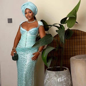 Africa Lace Dress. Mermaid Asoebi dress/Iso Ebo African wedding Party Dress/Prom Dress/Wedding/Nigeria Wedding Dress
