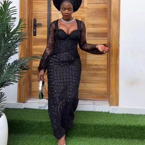 Africa Lace Dress. Mermaid Asoebi dress/Iso Ebo African wedding Party Dress/Prom Dress/Wedding/Nigeria Wedding Dress
