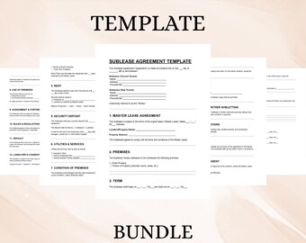 Sublease Agreement Template | Editable Rental Contract Form | Tenant Landlord Lease DOC PDF