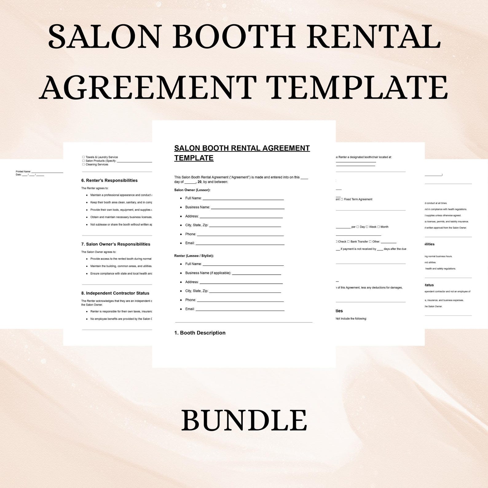 Salon Booth Rental Agreement Template: Editable Lease Contract (DOC ...