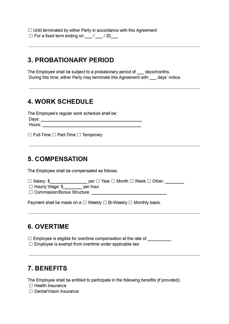 Editable Employment Contract Template: PDF & DOC for Business HR - Etsy