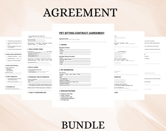 Pet Sitting Contract Agreement | Editable Template DOC PDF | Pet Care Service Form