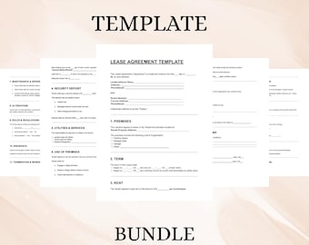 Lease Agreement Template | Editable Rental Contract Form | Tenant Landlord Lease DOC PDF