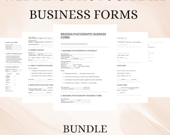 Wedding Photography Business Forms | Editable DOC PDF Templates | Photographer Contract Pack