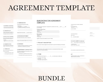Subcontractor Agreement Template | Editable Contractor Contract Form | Business Work DOC PDF