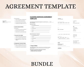 Cleaning Services Agreement Template | Editable Cleaning Contract | Housekeeping Service DOC PDF