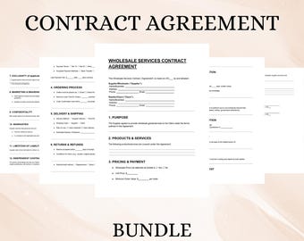 Wholesale Services Contract Agreement | Editable DOC PDF Template | Vendor Business Form