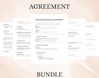 Freelancer-Vereinbarung | Bearbeitbare Servicevereinbarung Vorlage DOC PDF | Selbständiger Unternehmer