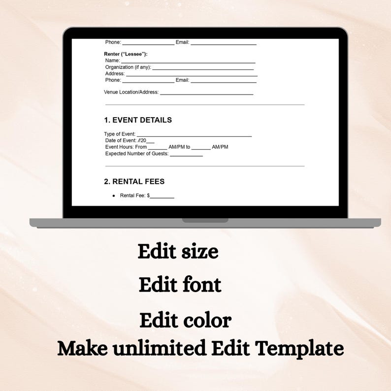 Venue Rental Agreement | Event Space Lease Contract Template | Editable ...