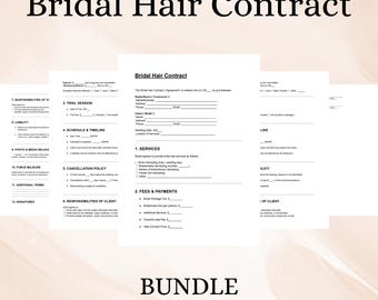 Bridal Hair Contract | Wedding Stylist Service Agreement Template | Editable DOC PDF