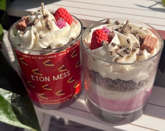 Vela perfumada con frambuesa Eton Mess: vela de soja batida hecha a mano