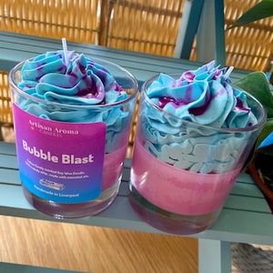 Bubblegum Scented Desert Candle - Handmade & Whipped Top  - Soy Candle - Bubble Blast Bubblegum Container Candle Gift