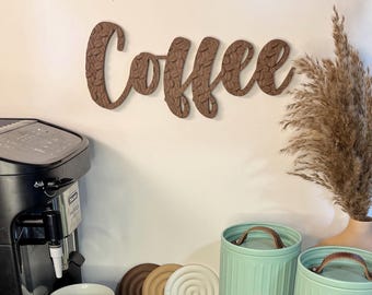 Edles Kaffee-Schild mit Kaffeebohnen-Textur | Wanddeko für die Kaffeeecke | Handgefertigte 3D-Kaffeekunst